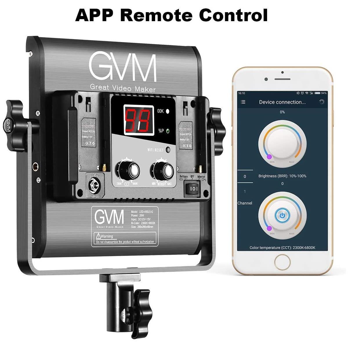 GVM 2 Pack LED 480LS-B2L KIT Video Lighting Kits with APP Control, Bi-Color