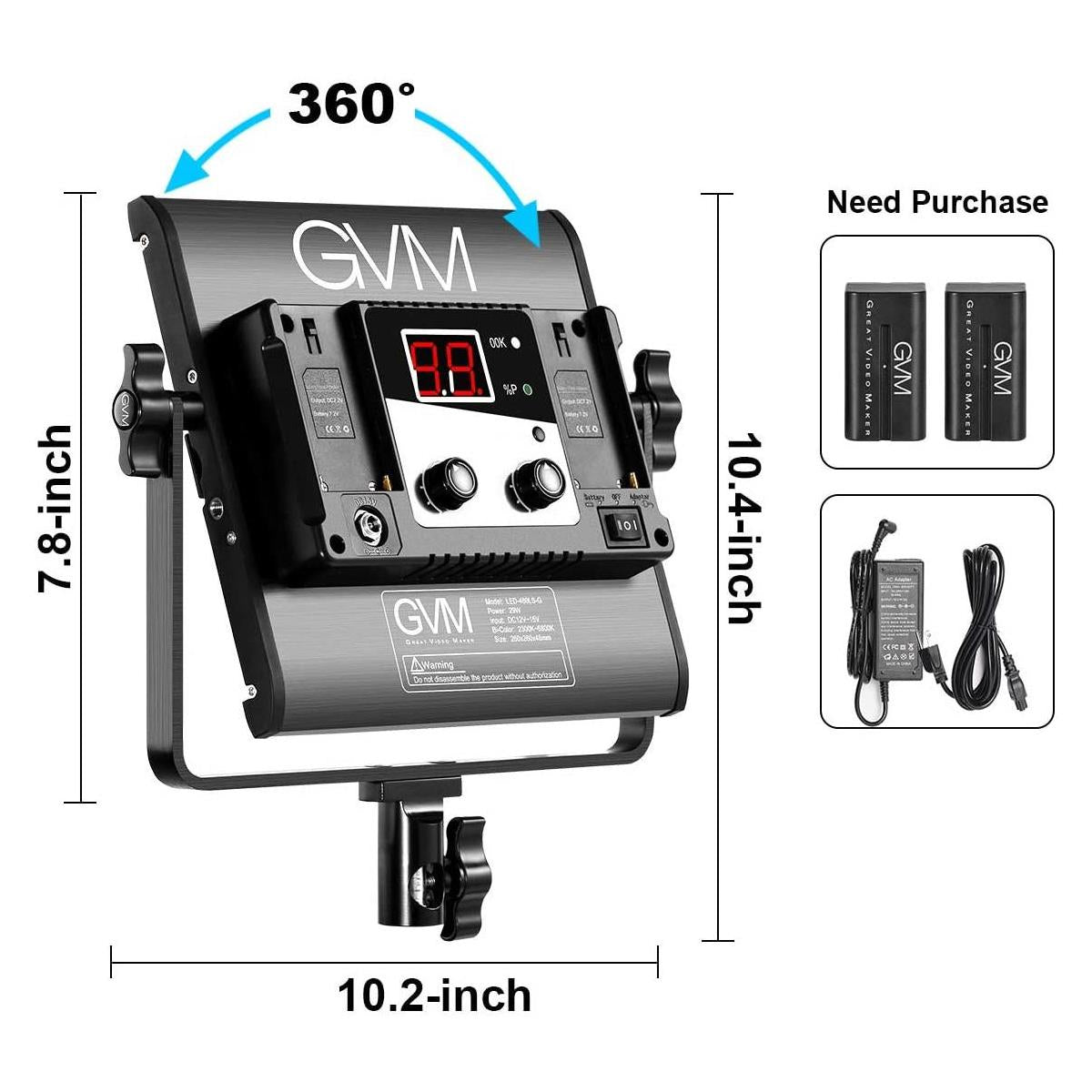 GVM 2 Pack LED 480LS-B2L KIT Video Lighting Kits with APP Control, Bi-Color