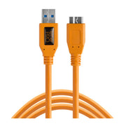 Tetherpro Usb 3.0 Male Type-A To Usb 3.0 Micro-B Cable (15', Orange)