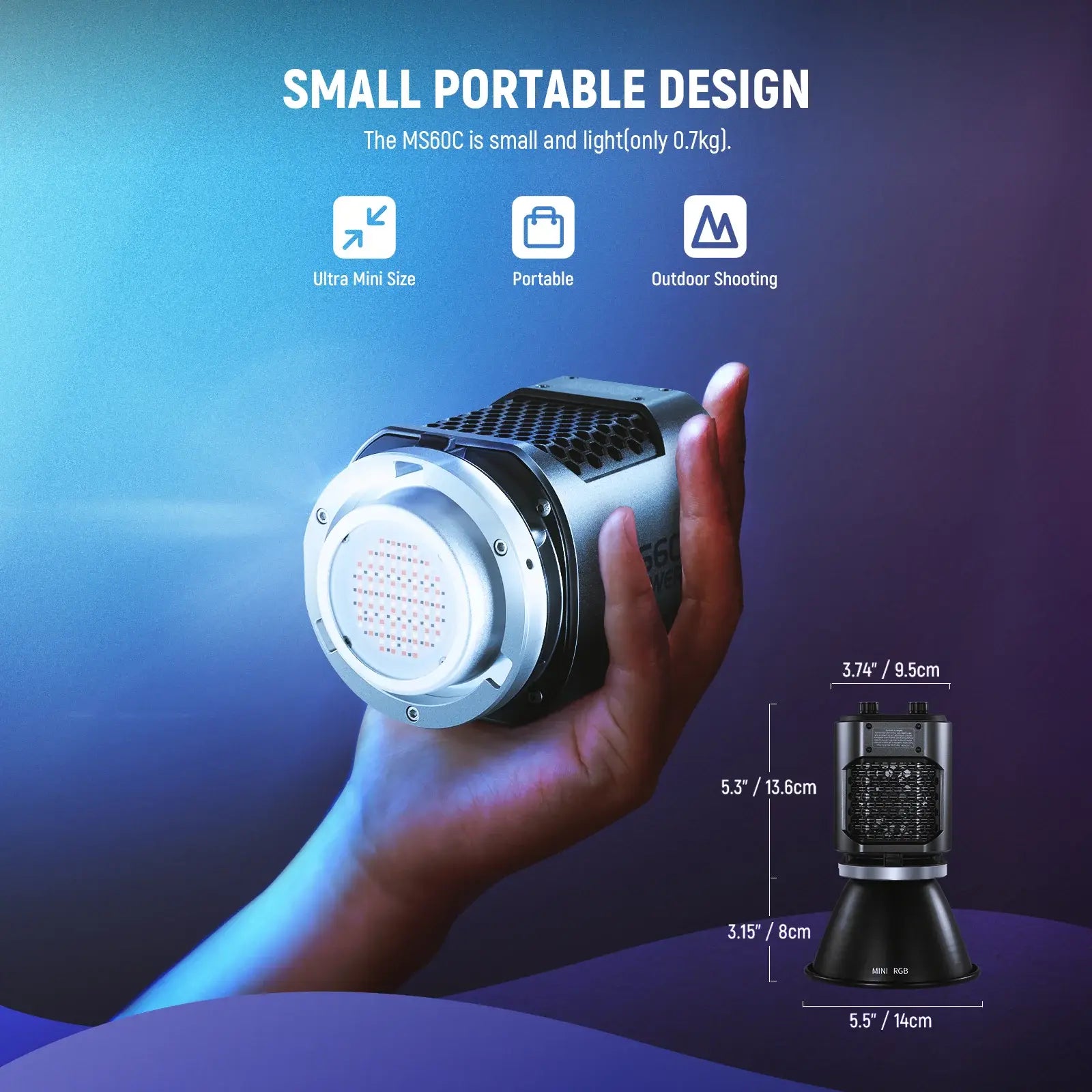 NEEWER MS60C RGB LED Video Light with App Control