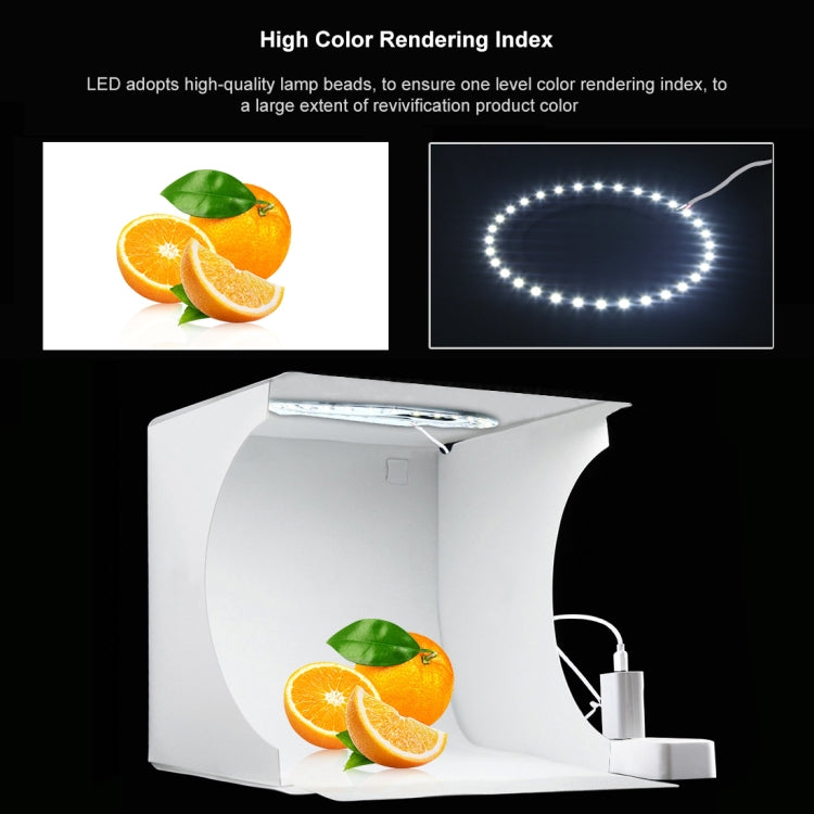 PULUZ 20cm Ring LED Panel Folding Portable Light Photo Lighting Studio Shooting Tent Box Kit with 6 Colors Backdrops (Black, White, Orange, Red, Green, Blue)