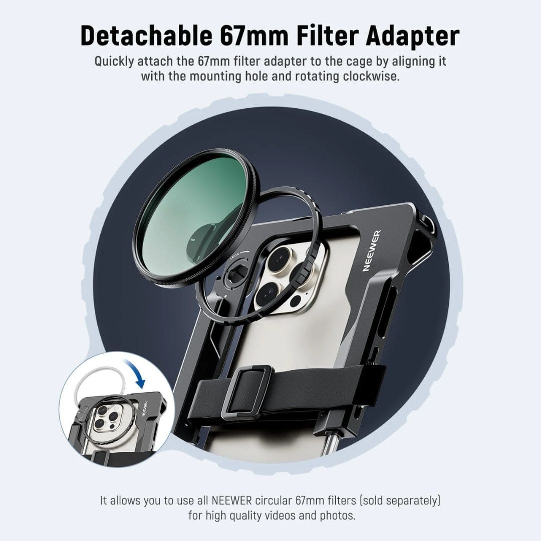 Neewer PA017 Handheld Smartphone Cage with 67mm Filter Adapter
