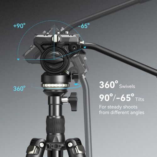 SmallRig CT210 Video Tripod with Fluid Head and Reversible Center Column 4475