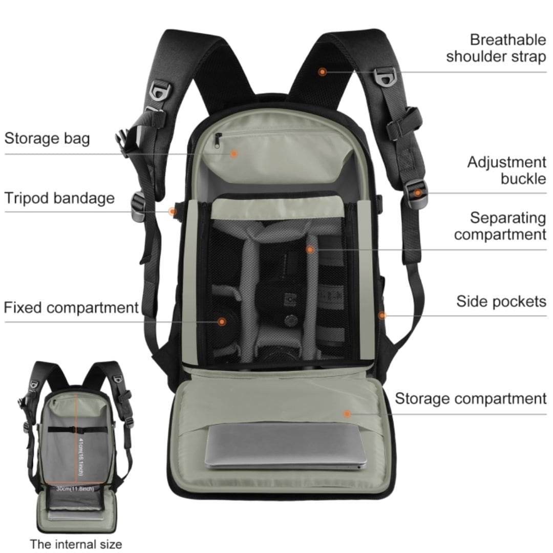 Puluz Outdoor Portable Waterproof Scratch-Proof Dual Shoulders Backpack Handheld PTZ Stabilizer Camera Bag with Rain Cover for Digital Camera, DJI Ronin-SC / Ronin-S (Black) PU5015B
