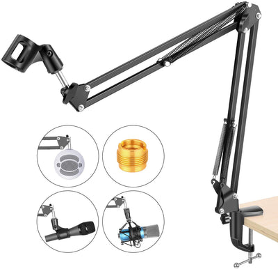 Promage Adjustable Microphone Suspension Boom Scissor Arm Stand, Max Load 1 KG Compact Mic Stand