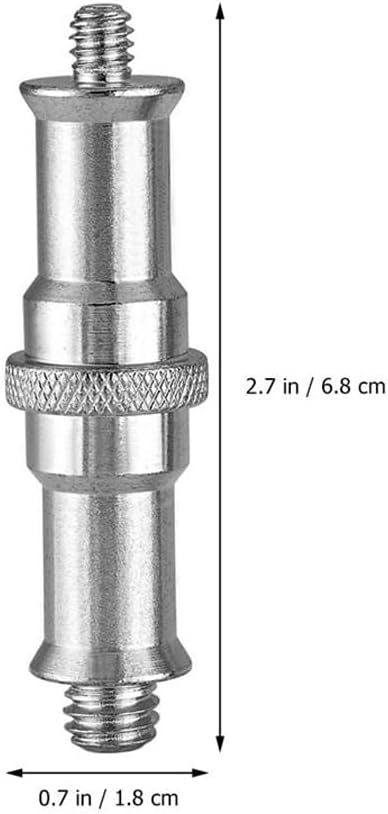 Promage Screw Adapter Spigot 1/4 to 3/8 in Metal Male Convertor Threaded Camera Tripod Thread Adapter Screw for Studio Light Stand Tripod Shoulder Rig Lighting Equipment - Silver