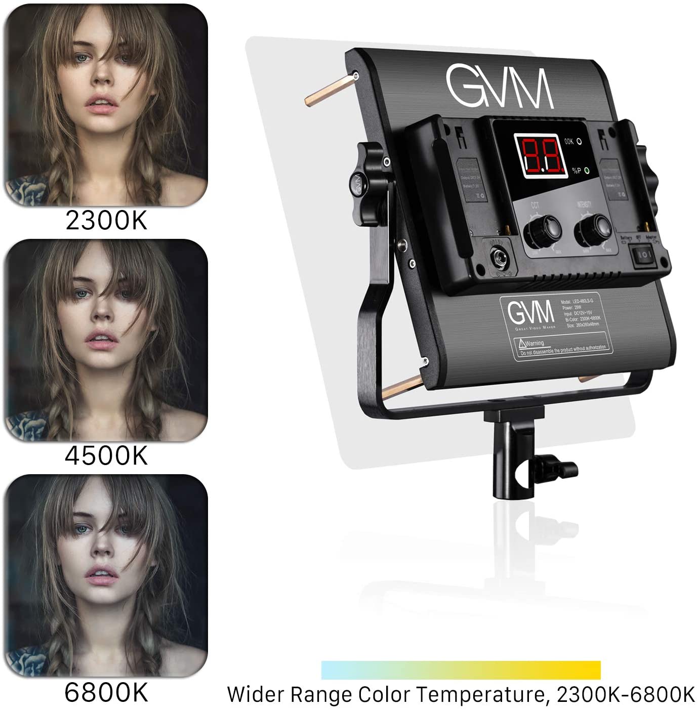 GVM 3 Pack LED 480LS-B3L KIT Video Lighting Kits with APP Control, Bi-Color