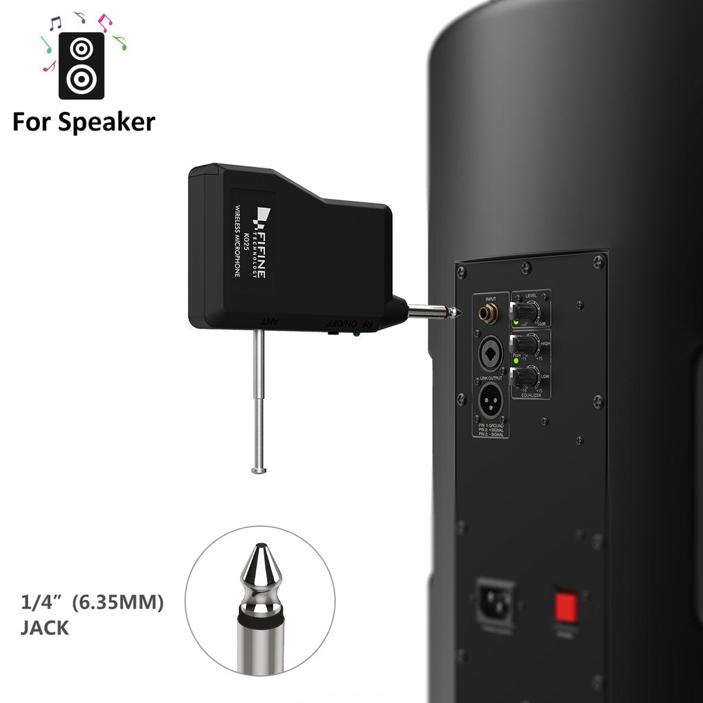 Fifine K025 Wireless Handheld Microphone System, Battery-powered For Karaoke Night