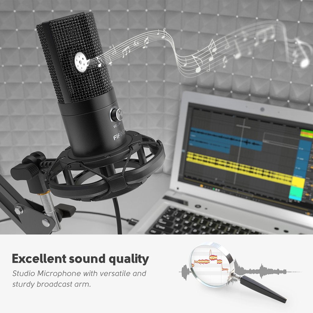 FIFINE T669 USB Mic Bundle with Arm Stand, Shock Mount and Pop Filter for Streaming, Podcasting