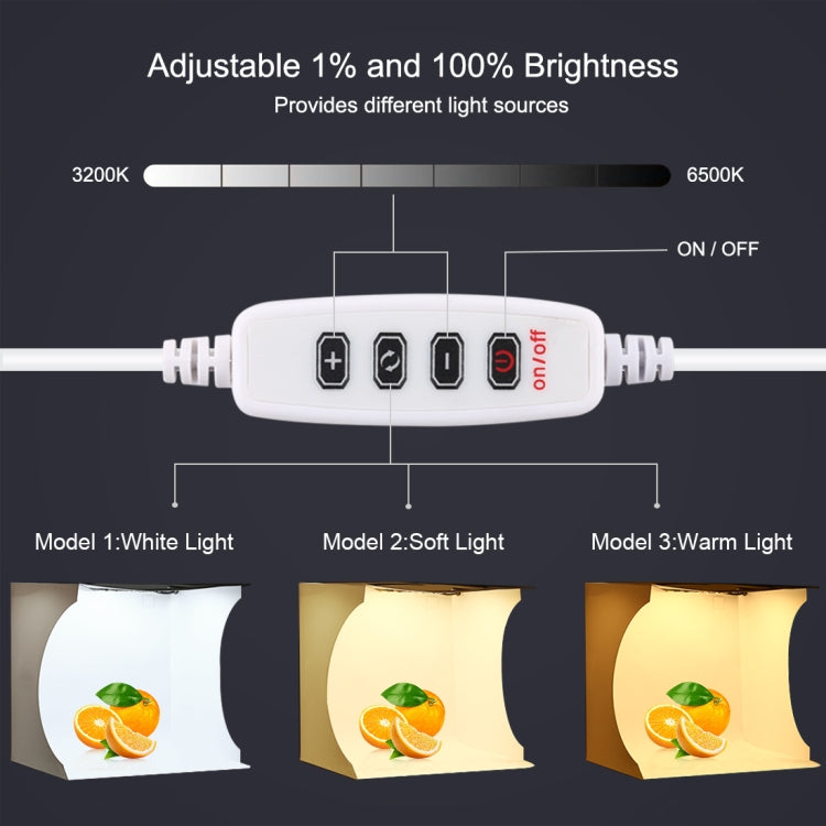 PULUZ 20cm Ring LED Panel Folding Portable Light Photo Lighting Studio Shooting Tent Box Kit with 6 Colors Backdrops (Black, White, Orange, Red, Green, Blue)
