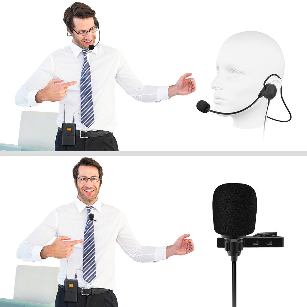 FIFINE K037B Wireless System with Lapel Mic and Headset for Speaker, Camera, Android and iPhone