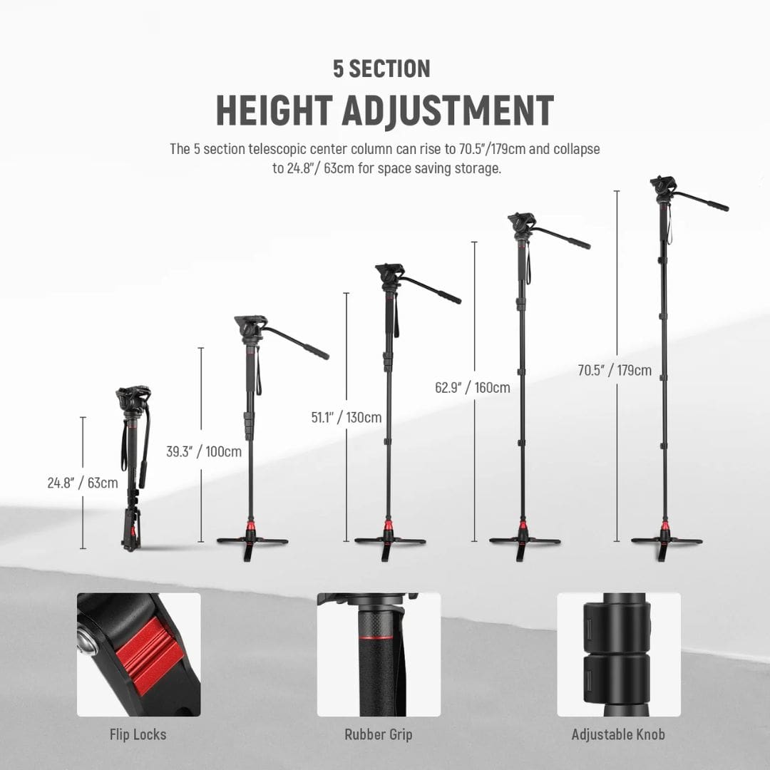 Neewer Aluminum Alloy Monopod with Fluid Head