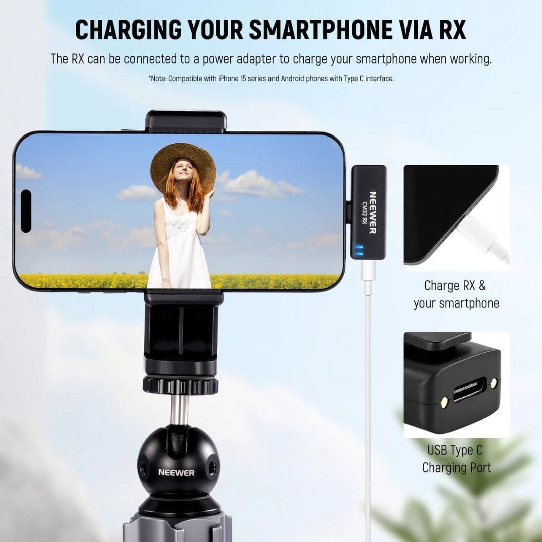 NEEWER CM32 Wireless Lavalier Microphone for USB-C