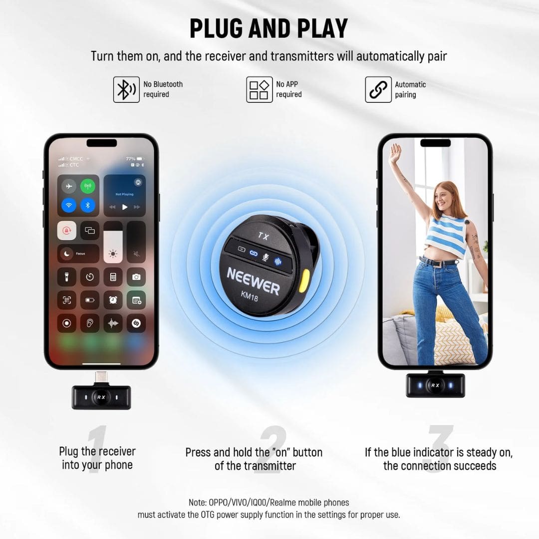 Neewer KM18 Wireless Button Lavalier Microphone Kit