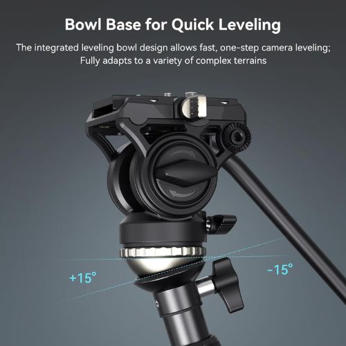 SmallRig CT210 Video Tripod with Fluid Head and Reversible Center Column 4475