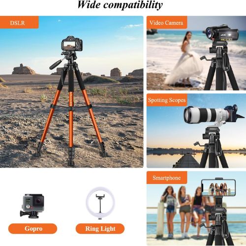 Victiv 74” Camera Tripod for Smartphone, Aluminum Professional Heavy Duty