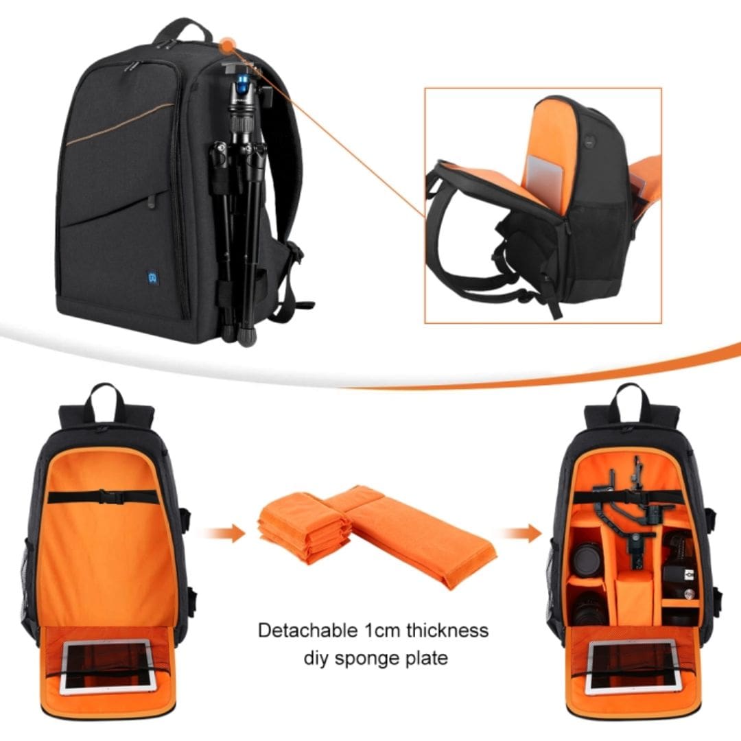 Puluz Outdoor Portable Waterproof Scratch-Proof Dual Shoulders Backpack Handheld PTZ Stabilizer Camera Bag with Rain Cover for Digital Camera, DJI Ronin-SC / Ronin-S (Black) PU5011B