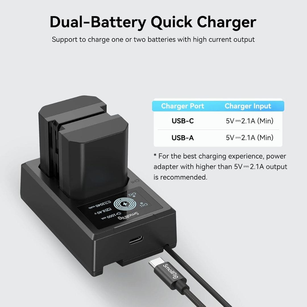 SmallRig NP-FZ100 Kit with 2 Batteries and 2-Bay USB Charger (3824B)