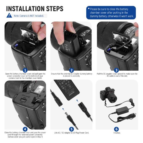 NEEWER NP-FZ100 Sony DC Coupler Dummy Battery Charger Set