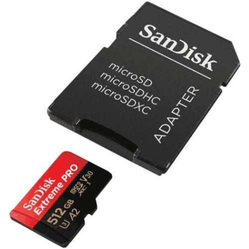 SanDisk MicroSD Extreme Pro UHS I Card 512GB with SD Adapter
