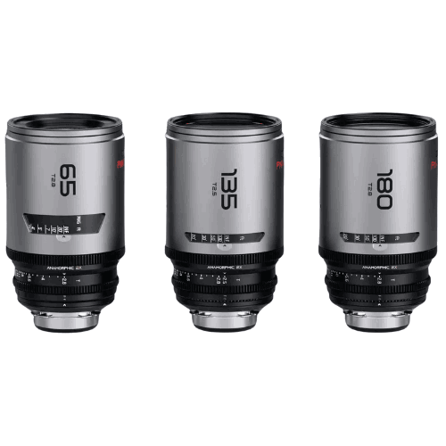 DZOFilm PAVO 2x Anamorphic Marco 65mm/180mm T2.8, 135mm T2.5 3-Lens Set (Neutral Coating, PL/EF Mount, Feet)