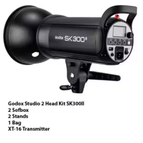 Godox Studio 2 Head Kit SK300II - 2 Sofbox - 2 Stands - 1 Bag - XT-16 Transmitter
