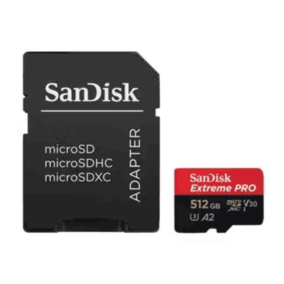 SanDisk MicroSD Extreme Pro UHS I Card 512GB with SD Adapter
