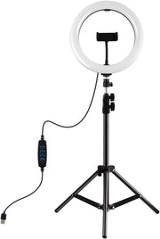 PULUZ 10INCH LED RING VLOGGING PHOTOGRAPHY VIDEO LIGHT KITS LIVE BROADCAST USB 3 MODES DIMMABLE WITH 1.1M TRIPOD MOUNT PKT3035