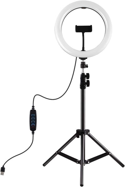 PULUZ 10INCH LED RING VLOGGING PHOTOGRAPHY VIDEO LIGHT KITS LIVE BROADCAST USB 3 MODES DIMMABLE WITH 1.1M TRIPOD MOUNT PKT3035