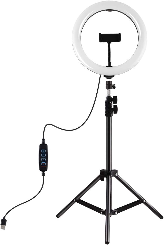 PULUZ 10INCH LED RING VLOGGING PHOTOGRAPHY VIDEO LIGHT KITS LIVE BROADCAST USB 3 MODES DIMMABLE WITH 1.1M TRIPOD MOUNT PKT3035