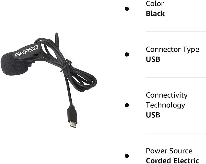 AKASO EXTERNAL MICROPHONE EK7000/ EK7000 PRO/BRAVE 4/ BRAVE 4 PRO/ V50X/ BRAVE 7 LE ACTION CAMERA ONLY (MICRO USB PORT)