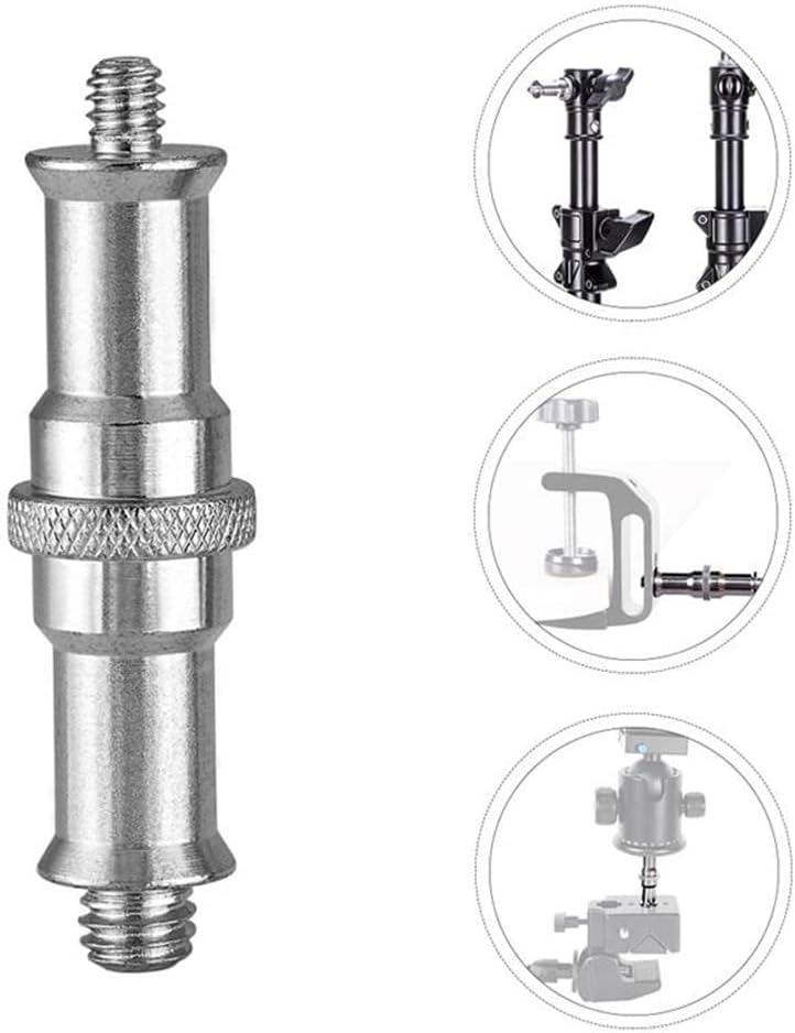 Promage Screw Adapter Spigot 1/4 to 3/8 in Metal Male Convertor Threaded Camera Tripod Thread Adapter Screw for Studio Light Stand Tripod Shoulder Rig Lighting Equipment - Silver