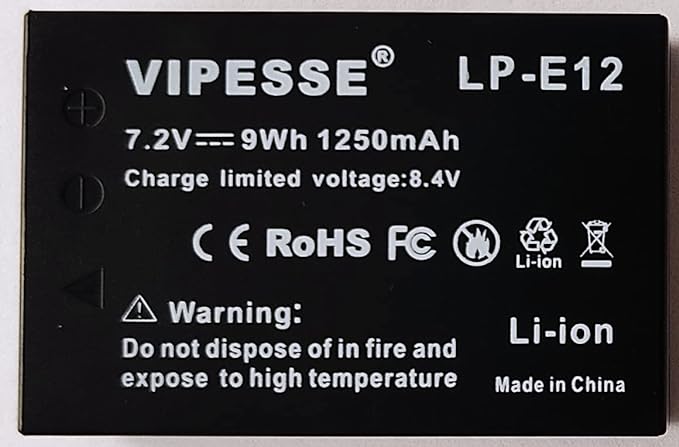 VIPESSE LP-E12 Battery for Canon Eos M/100D/EOSM/EOS100D