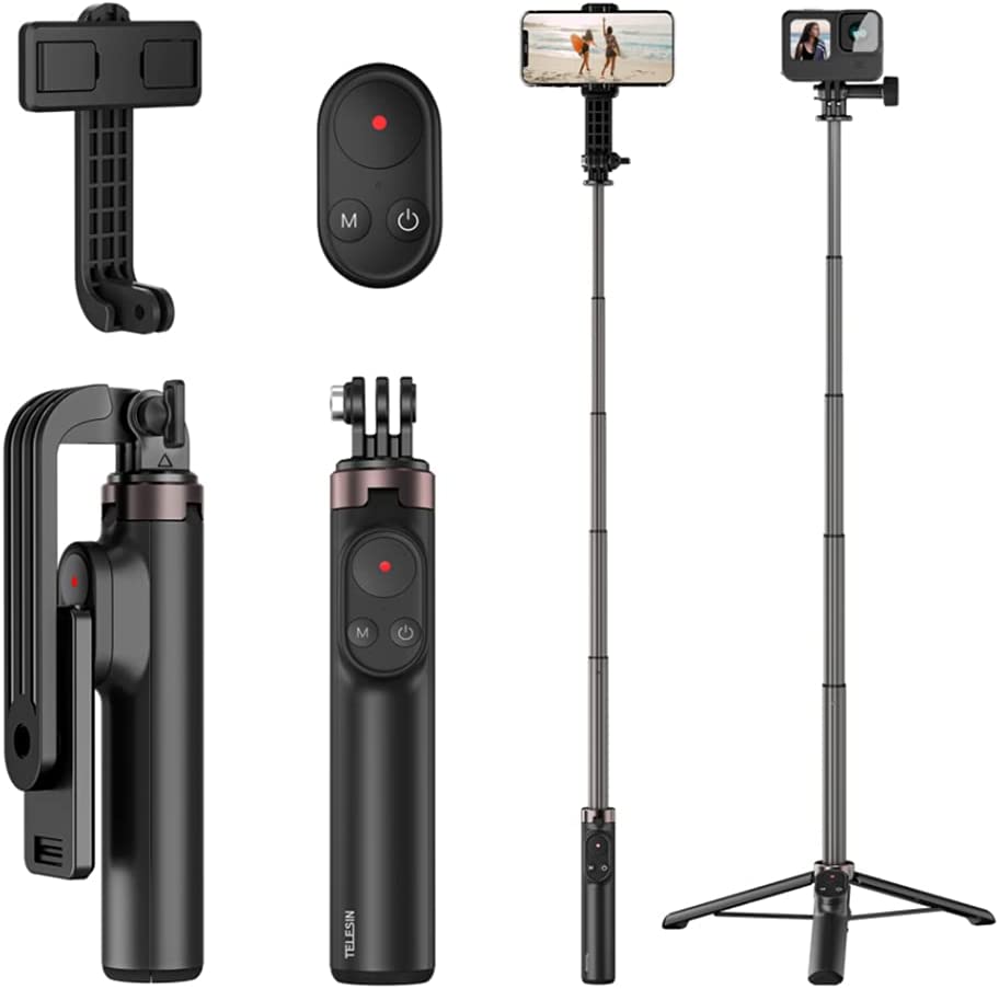 TELESIN 0.6M VLOG SELFIE STICK TRIPOD WITH REMOTE FOR GOPRO/ PHONE FOR ALL ACTION ACTION CAMERA TE-RCSS-001