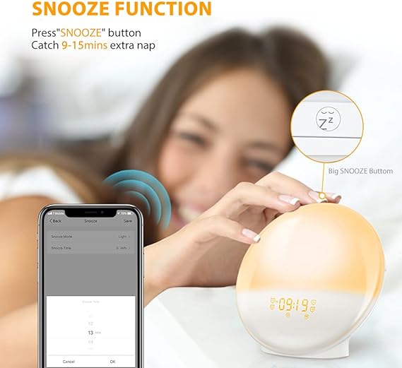 HEIMVISION A80S SUNRISE ALARM CLOCK, WAKE UP LIGHT/SUNLIGHT LAMP WITH DUAL ALARM CLOCKS