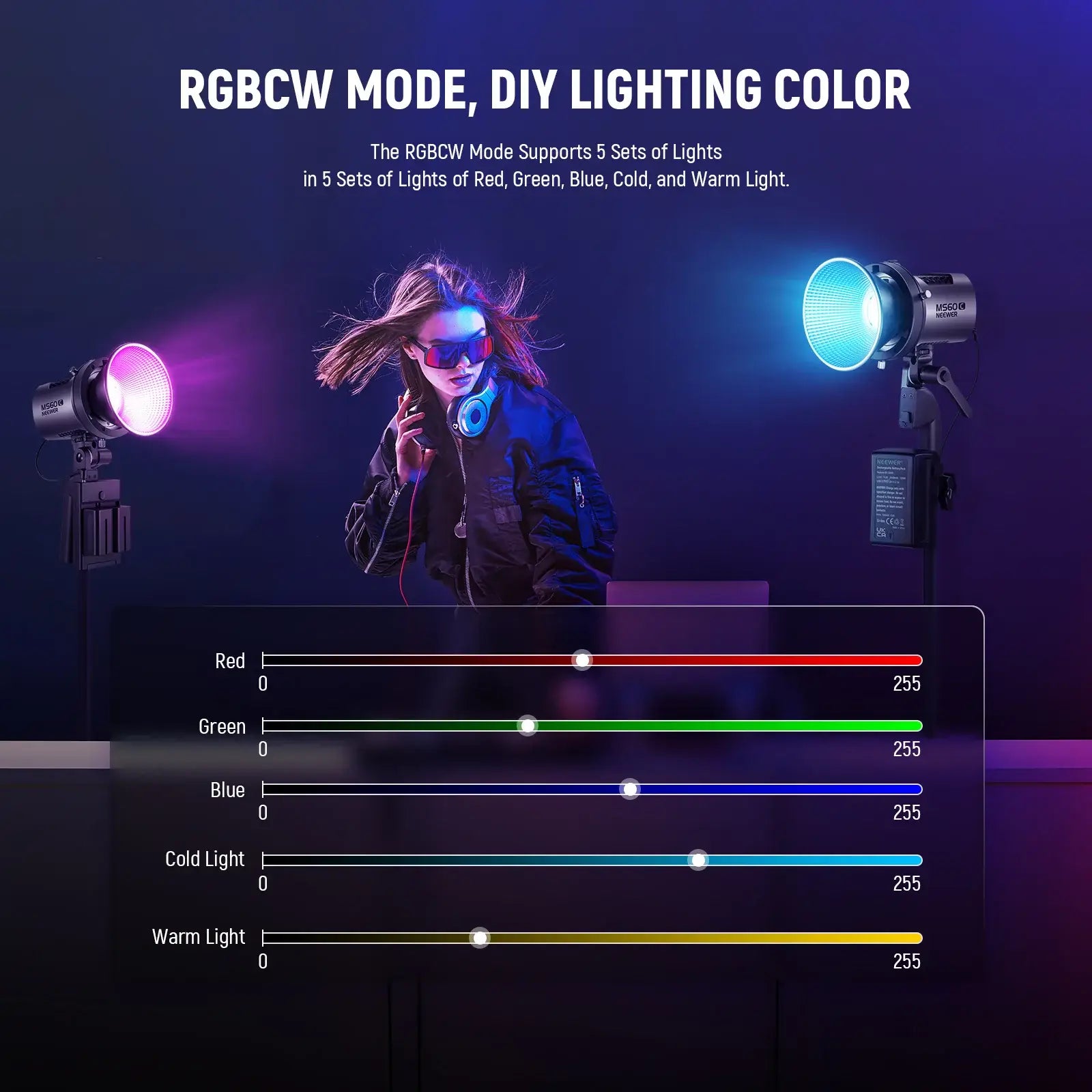 NEEWER MS60C RGB LED Video Light with App Control