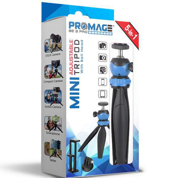 Promage 5 In 1 Mini Adjustable Tripod With Ball Head