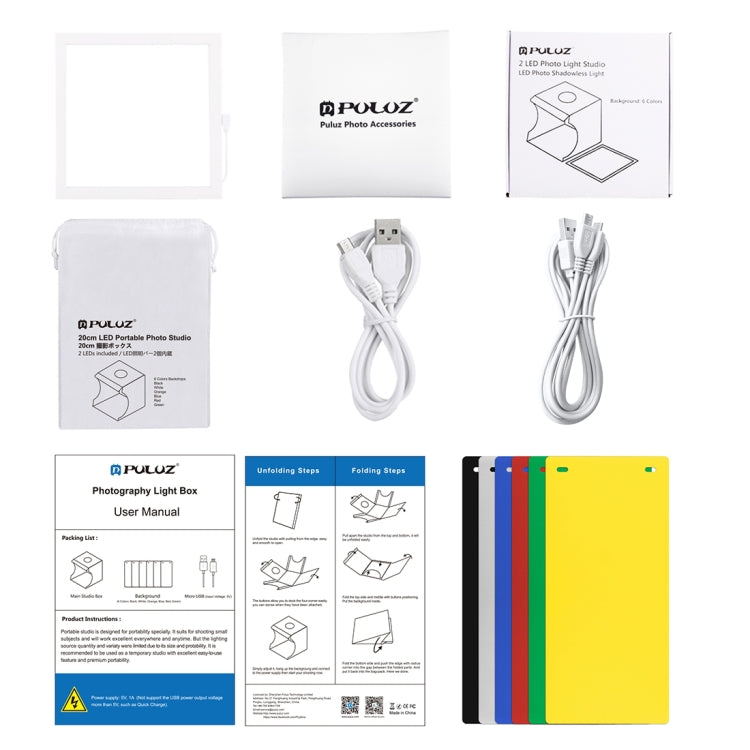 PULUZ Mini LED Photography Shadowless Light Lamp Panel Pad + Studio Shooting Tent Box, Acrylic Material, 20cm x 20cm Effective Area