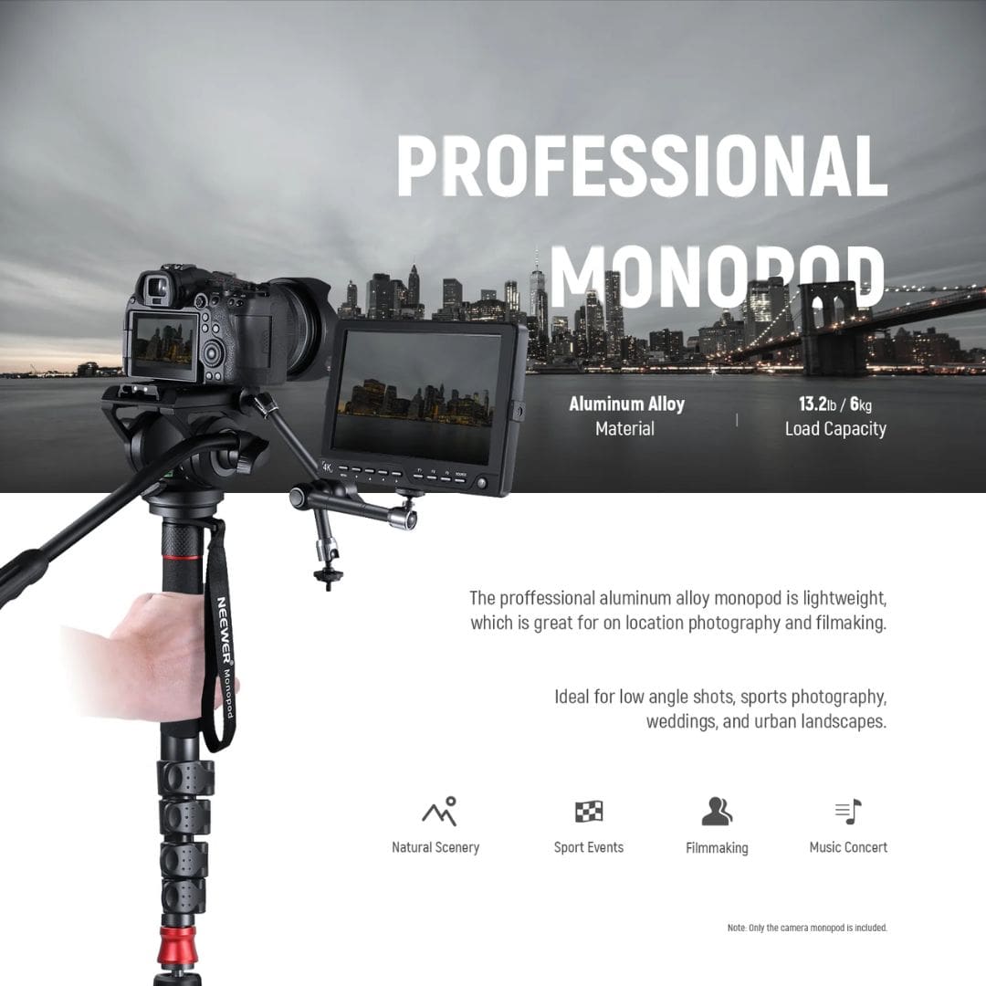 Neewer Aluminum Alloy Monopod with Fluid Head