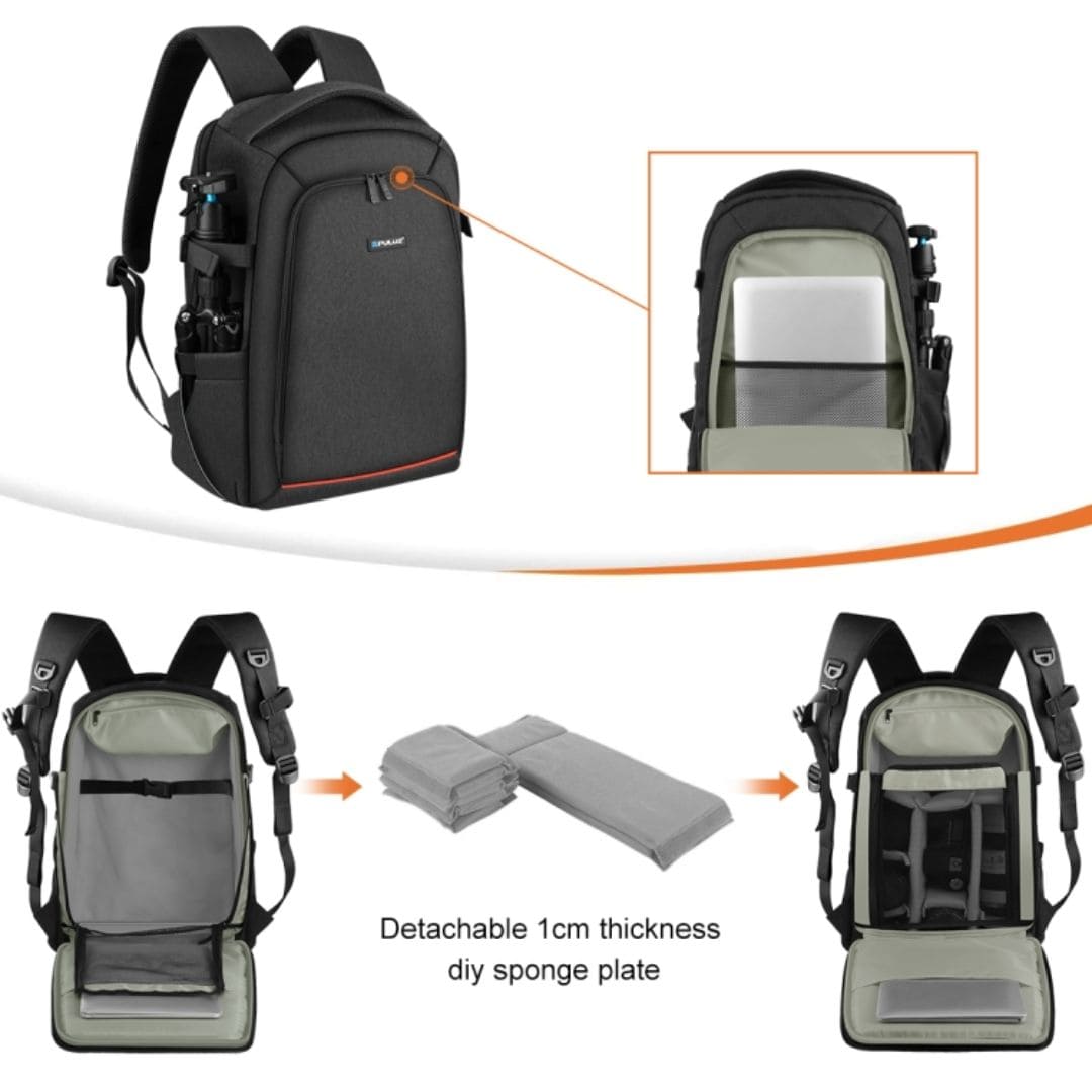 Puluz Outdoor Portable Waterproof Scratch-Proof Dual Shoulders Backpack Handheld PTZ Stabilizer Camera Bag with Rain Cover for Digital Camera, DJI Ronin-SC / Ronin-S (Black) PU5015B