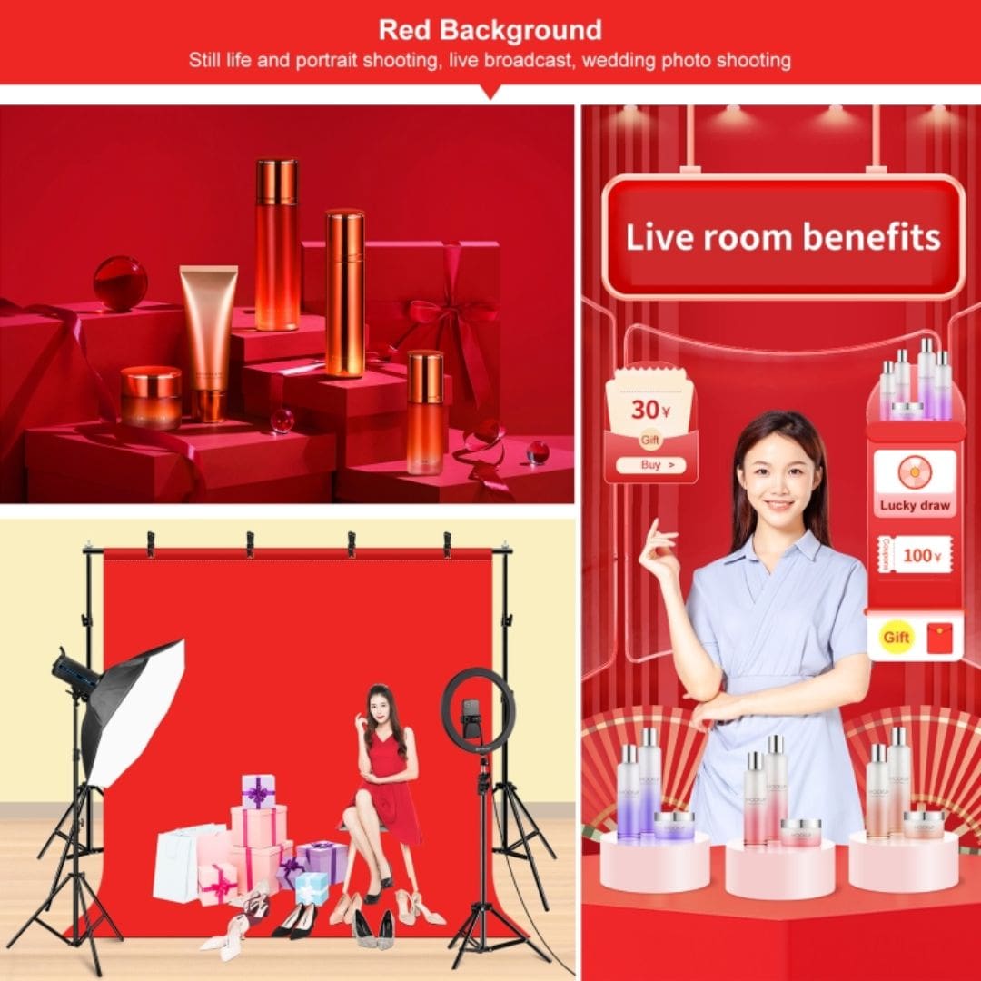 Puluz 2m x 2m Photography Background Thickness Photo Studio Background Cloth Backdrop (Red) PU5207R