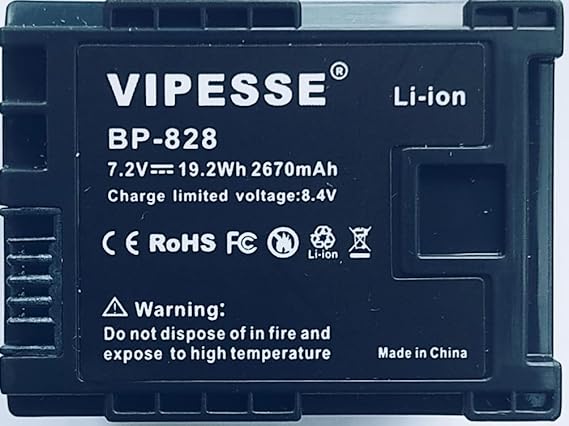 BP-828 VIPESSE BATTERY for CANON VIXIA HF G30 and G10, XA20, and the XA25 Camcorders