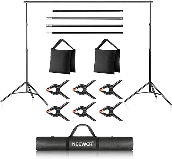 NEEWER 2X3M Backdrop Support System with 2 Sand Bags and 6 Clamps (NK-ST0203)