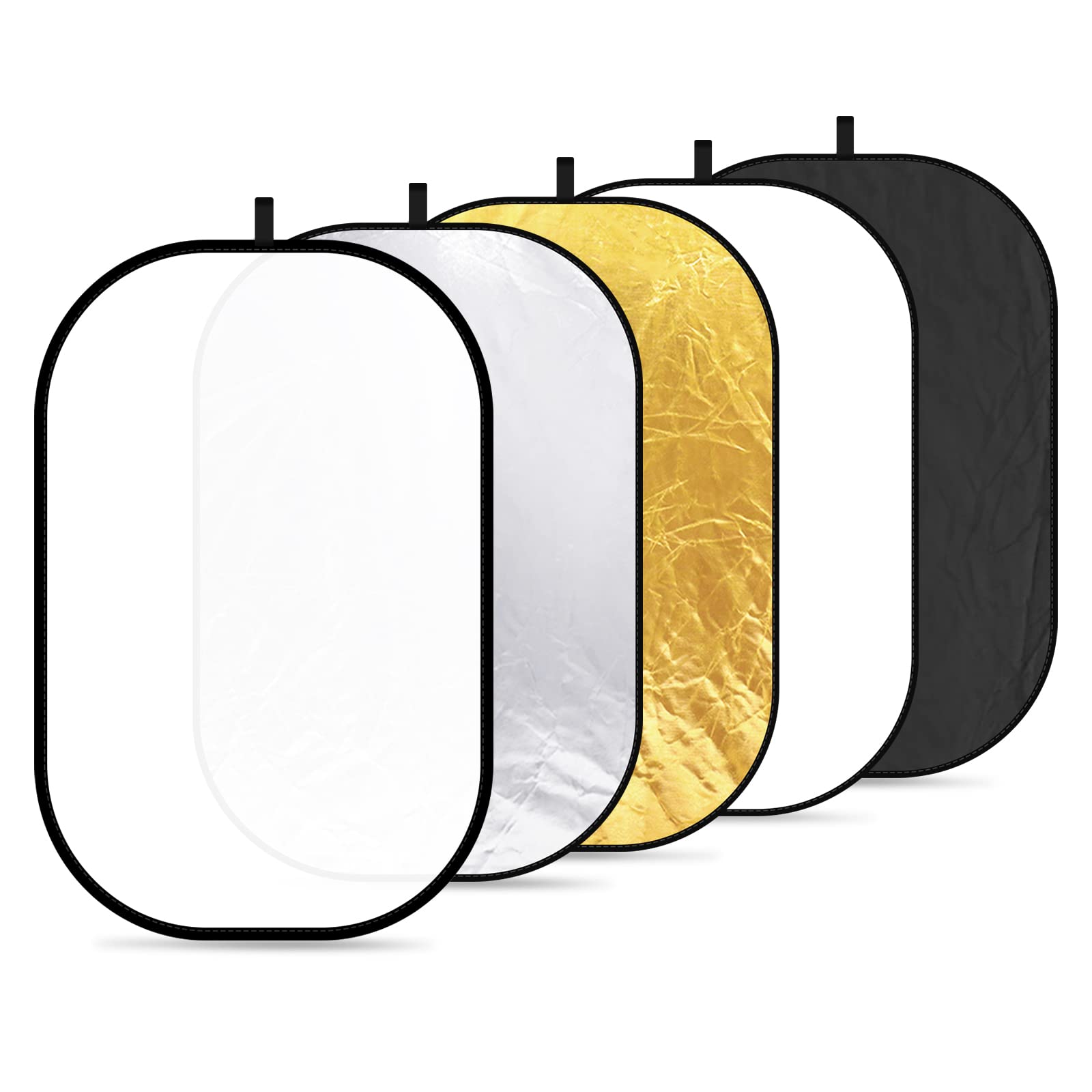 NEEWER 40"x 60"/100x150cm Light Reflectors for Photography, Portable 5 in 1 Collapsible Multi Disc with Bag - Translucent, Silver, Gold, Black, White Diffuser for Studio and Outdoor Lighting 100cm x 150cm