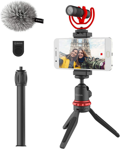 BOYA BY-VG330 Smartphone Video Rig with Mini Tripod, Extension Tube, and Video Microphone
