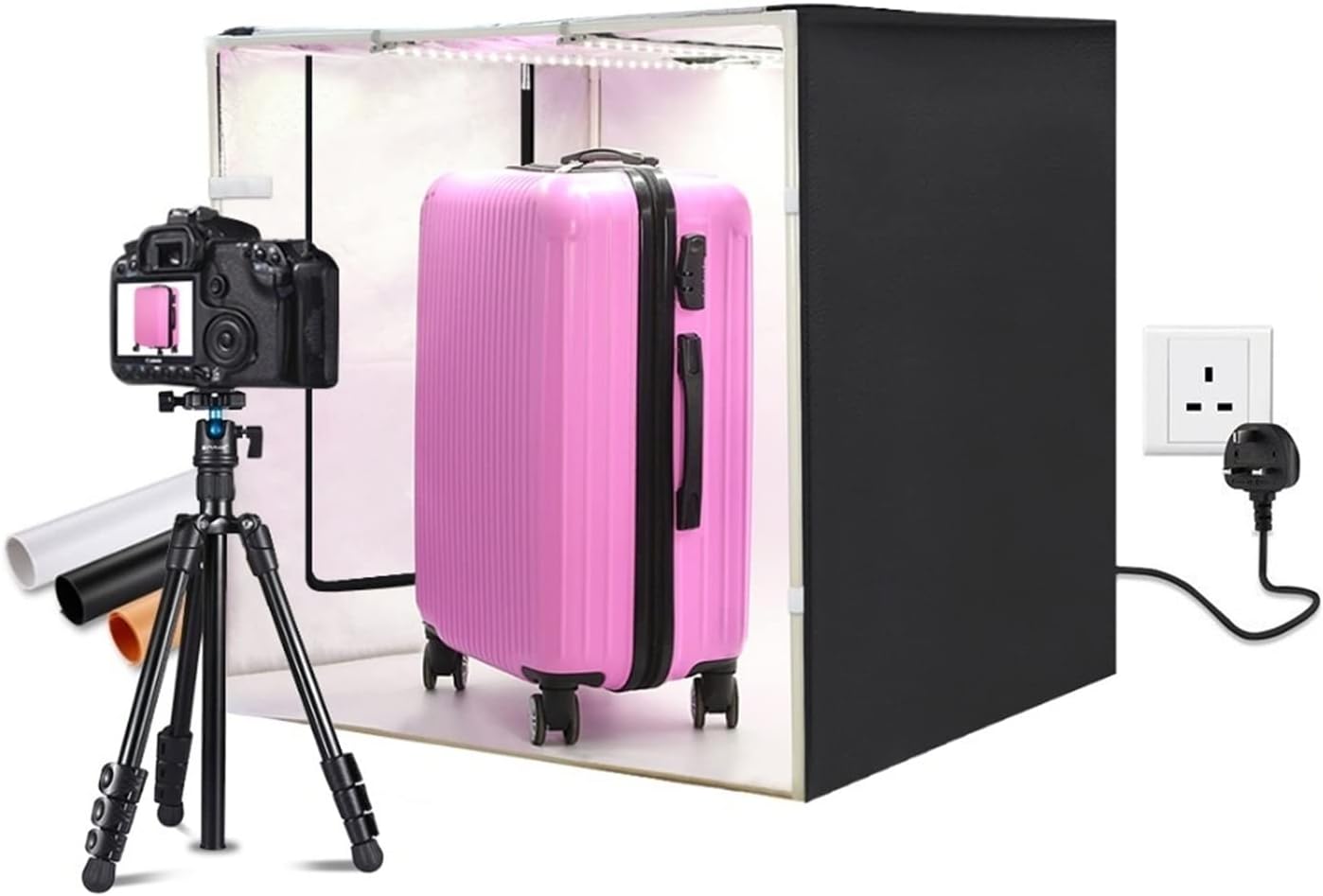 PROMAGE 80CM PORTABLE STUDIO BOX WITH 80W 9050LM WHITE LED &amp; 3 COLOR BACKDROPS 5080UK