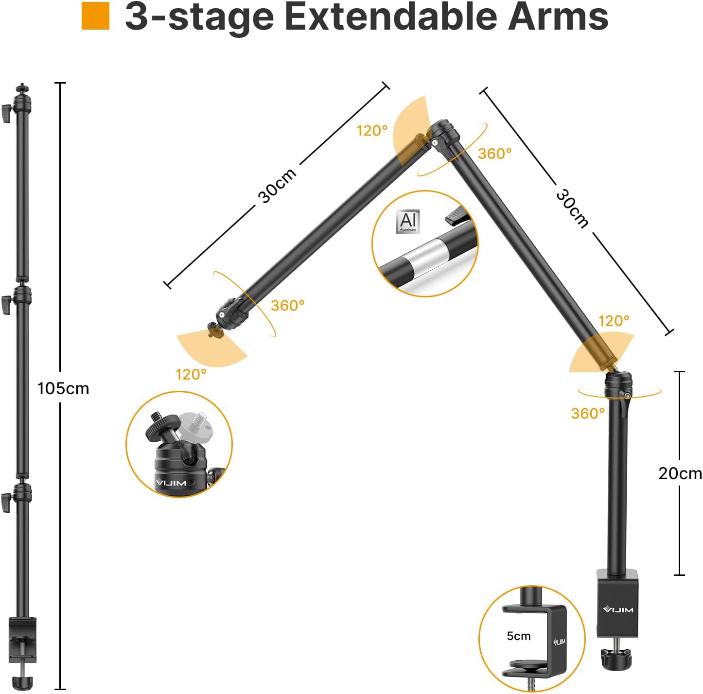 Ulanzi LS08 Flexible Overhead Camera Mount Desk Stand