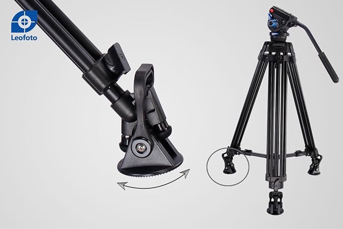 Leofoto VT-20 Tall Video Tripod +LF-75 75mm Fluid Drag Head Manfrotto Compatible 75 Bowl