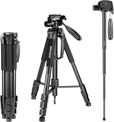 NEEWER Aluminium Alloy Camera Tripod Monopod with Pan Head (BLACK)