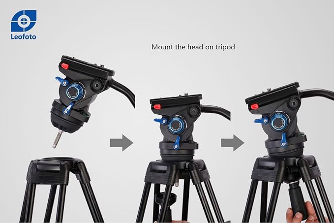 Leofoto VT-20 Tall Video Tripod +LF-75 75mm Fluid Drag Head Manfrotto Compatible 75 Bowl